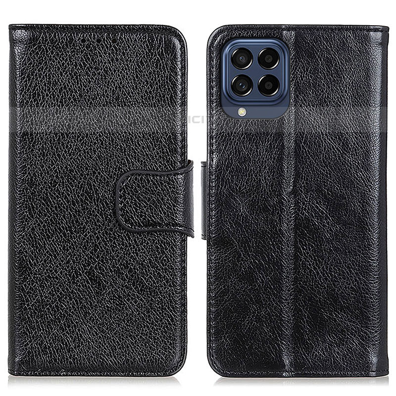 Handytasche Stand Schutzhülle Flip Leder Hülle N05P für Samsung Galaxy M53 5G Schwarz Plus