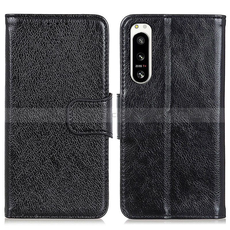 Handytasche Stand Schutzhülle Flip Leder Hülle N05P für Sony Xperia 5 IV Schwarz Plus