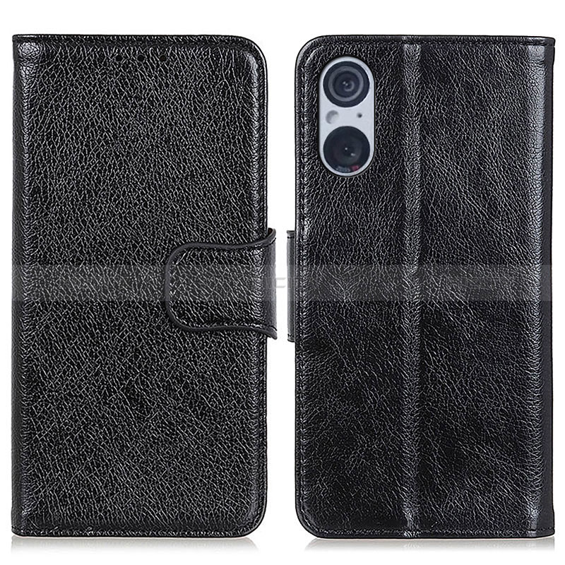 Handytasche Stand Schutzhülle Flip Leder Hülle N05P für Sony Xperia 5 V Schwarz