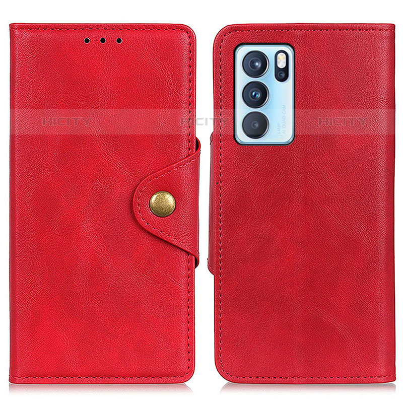 Handytasche Stand Schutzhülle Flip Leder Hülle N06P für Oppo Reno6 Pro 5G India Rot Plus