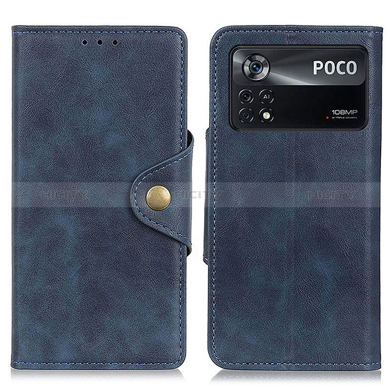 Handytasche Stand Schutzhülle Flip Leder Hülle N06P für Xiaomi Poco X4 Pro 5G Blau