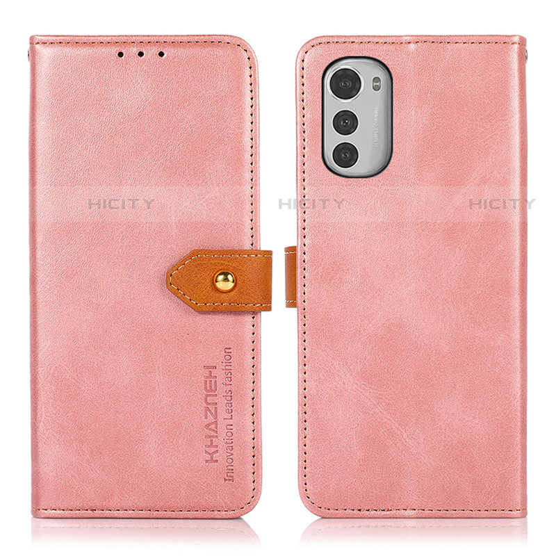 Handytasche Stand Schutzhülle Flip Leder Hülle N07P für Motorola Moto E32s Rosa Plus