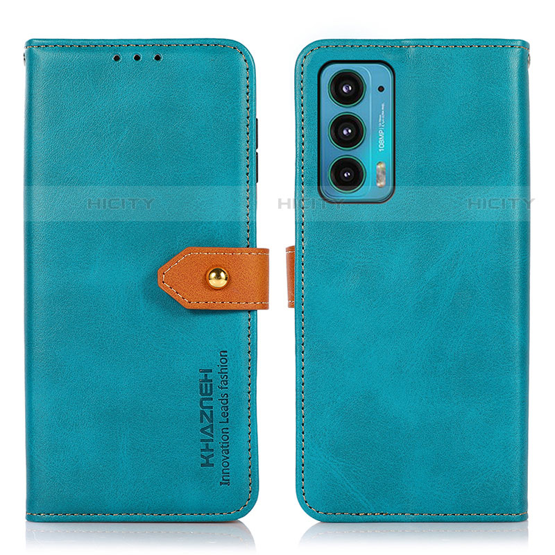 Handytasche Stand Schutzhülle Flip Leder Hülle N07P für Motorola Moto Edge 20 5G Cyan