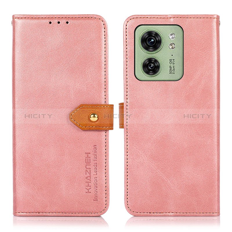 Handytasche Stand Schutzhülle Flip Leder Hülle N07P für Motorola Moto Edge 40 5G Rosa