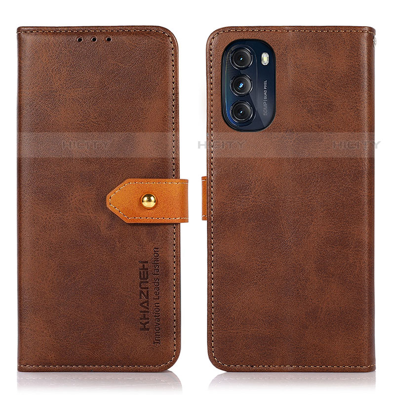 Handytasche Stand Schutzhülle Flip Leder Hülle N07P für Motorola Moto G 5G (2022) Braun