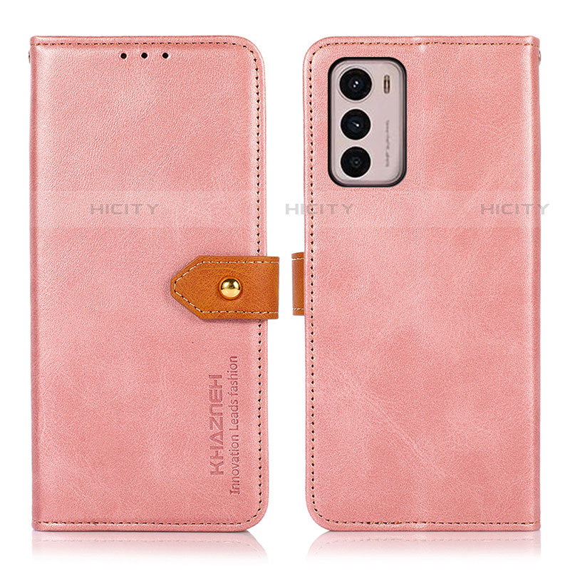 Handytasche Stand Schutzhülle Flip Leder Hülle N07P für Motorola Moto G42 Rosa Plus