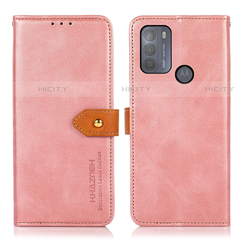 Handytasche Stand Schutzhülle Flip Leder Hülle N07P für Motorola Moto G50 Rosa