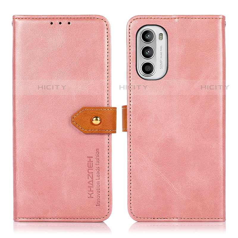 Handytasche Stand Schutzhülle Flip Leder Hülle N07P für Motorola MOTO G52 Rosa Plus