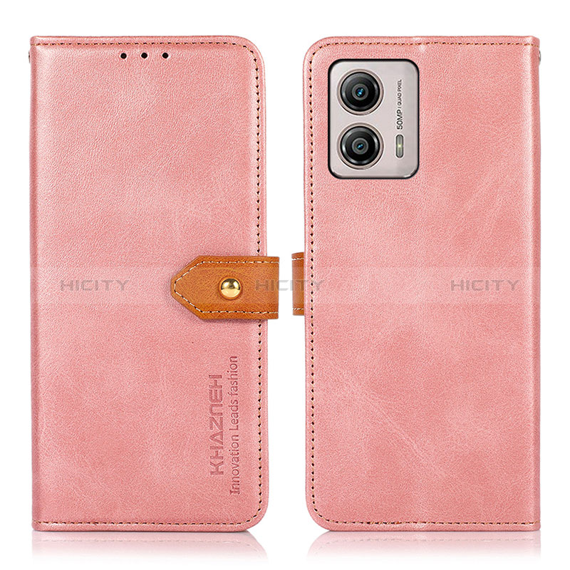 Handytasche Stand Schutzhülle Flip Leder Hülle N07P für Motorola Moto G53j 5G Rosa Plus