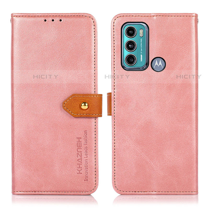 Handytasche Stand Schutzhülle Flip Leder Hülle N07P für Motorola Moto G60 Rosa Plus