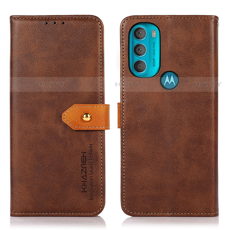 Handytasche Stand Schutzhülle Flip Leder Hülle N07P für Motorola Moto G71 5G Braun