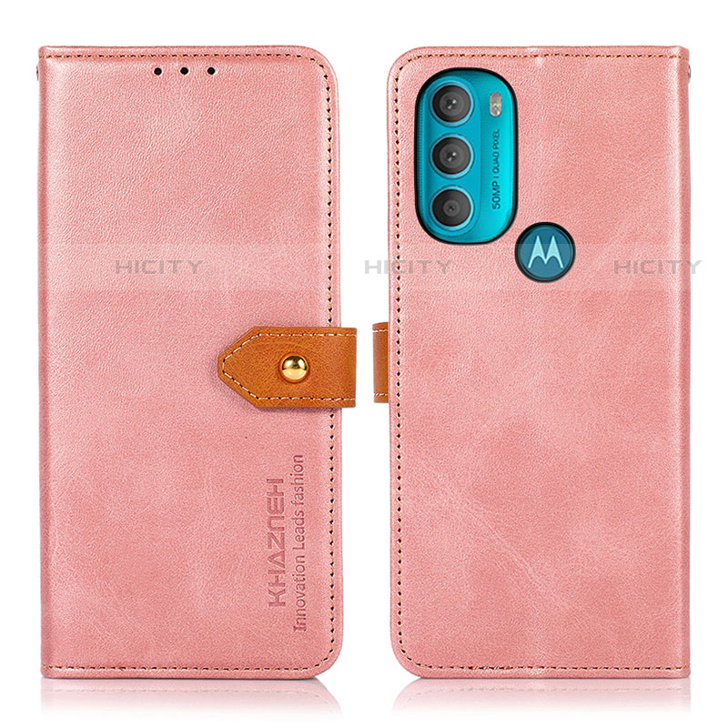 Handytasche Stand Schutzhülle Flip Leder Hülle N07P für Motorola Moto G71 5G Rosa Plus