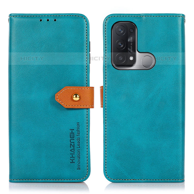 Handytasche Stand Schutzhülle Flip Leder Hülle N07P für Oppo Reno5 A Cyan