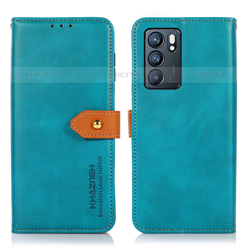 Handytasche Stand Schutzhülle Flip Leder Hülle N07P für Oppo Reno6 5G Cyan