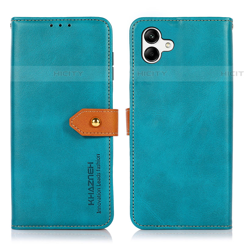 Handytasche Stand Schutzhülle Flip Leder Hülle N07P für Samsung Galaxy A04E Cyan Plus