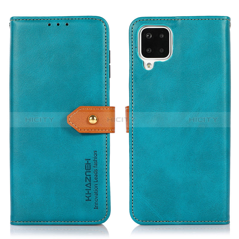 Handytasche Stand Schutzhülle Flip Leder Hülle N07P für Samsung Galaxy A12 Nacho Cyan