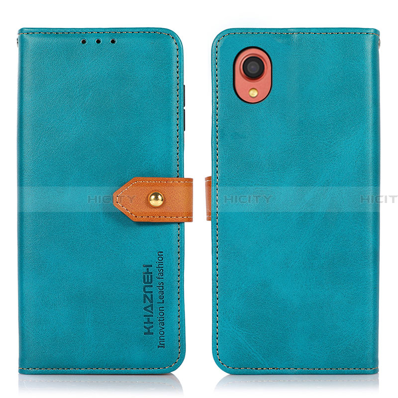 Handytasche Stand Schutzhülle Flip Leder Hülle N07P für Samsung Galaxy A22 5G SC-56B Cyan