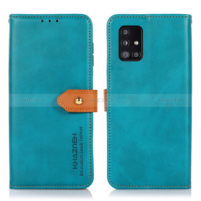 Handytasche Stand Schutzhülle Flip Leder Hülle N07P für Samsung Galaxy A51 4G Cyan