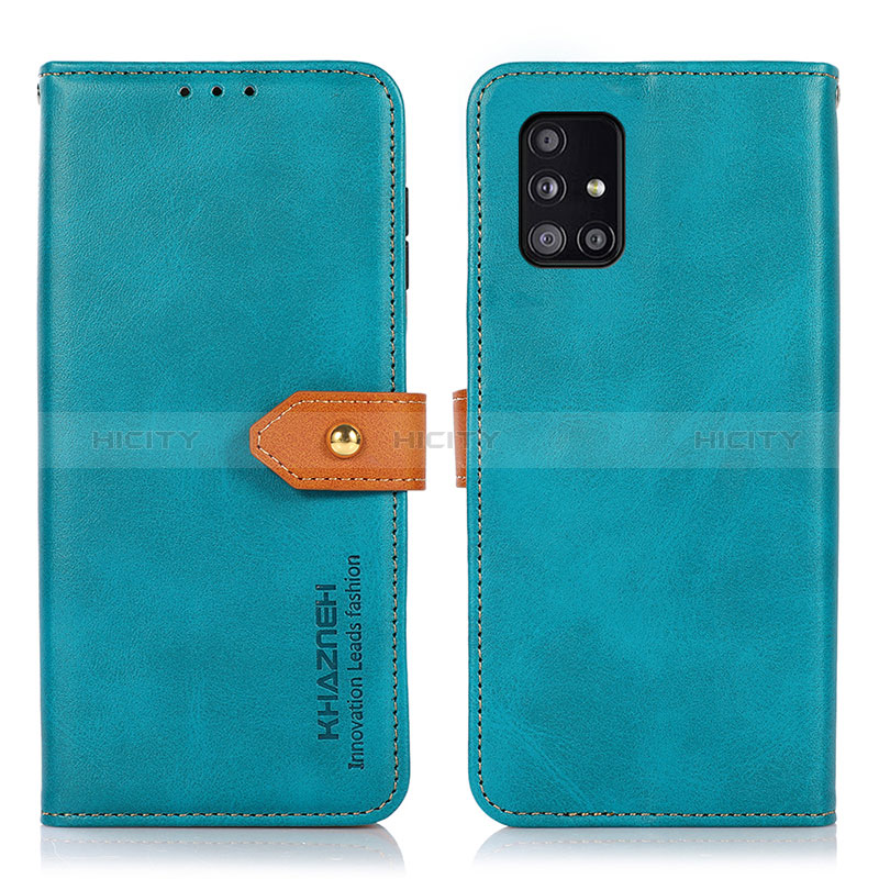 Handytasche Stand Schutzhülle Flip Leder Hülle N07P für Samsung Galaxy A51 5G Cyan