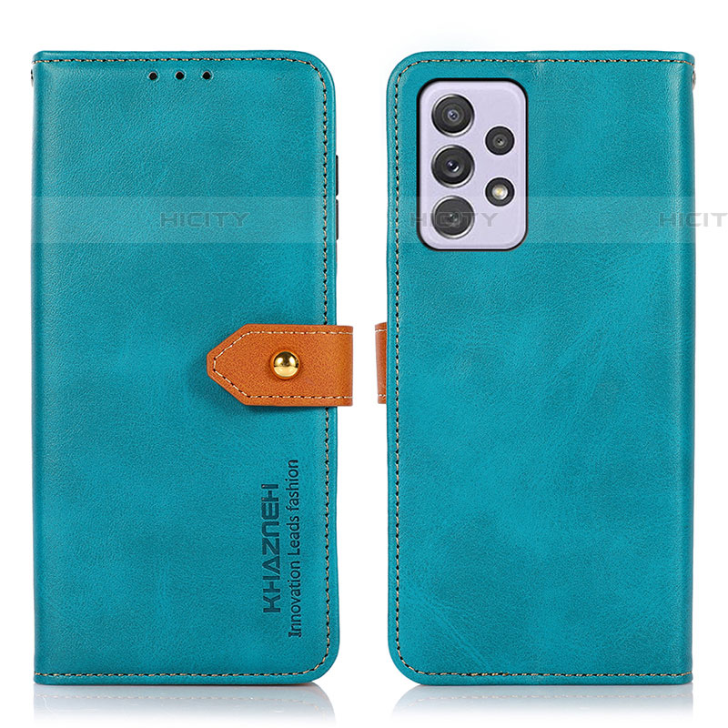 Handytasche Stand Schutzhülle Flip Leder Hülle N07P für Samsung Galaxy A73 5G Cyan Plus