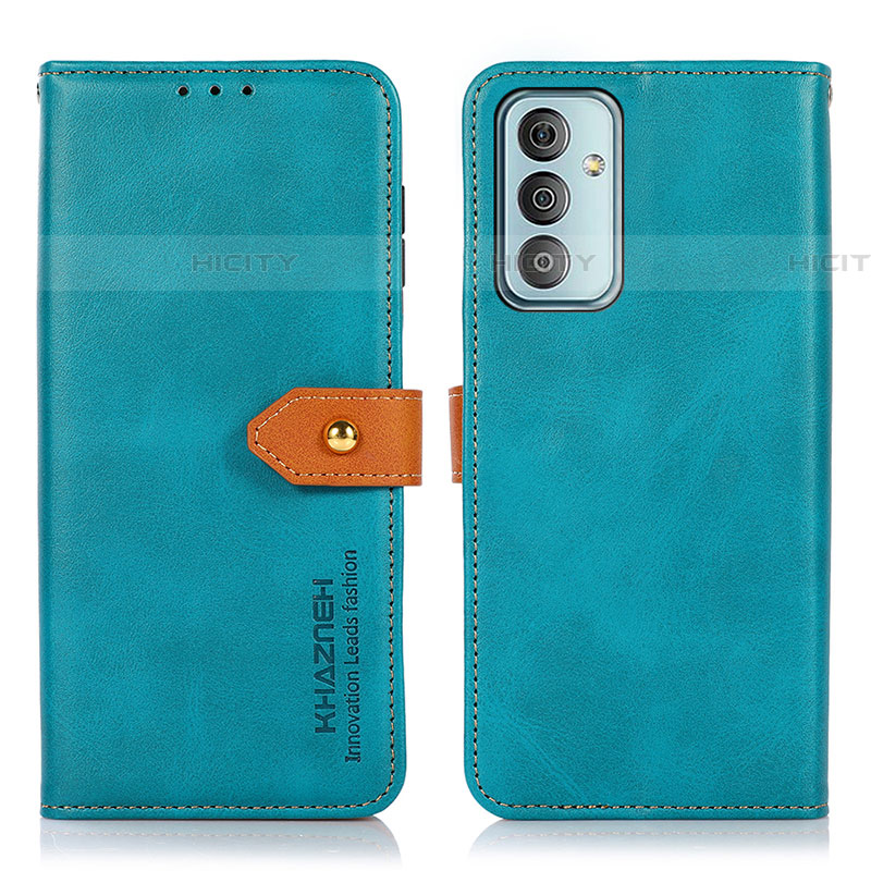 Handytasche Stand Schutzhülle Flip Leder Hülle N07P für Samsung Galaxy F23 5G Cyan