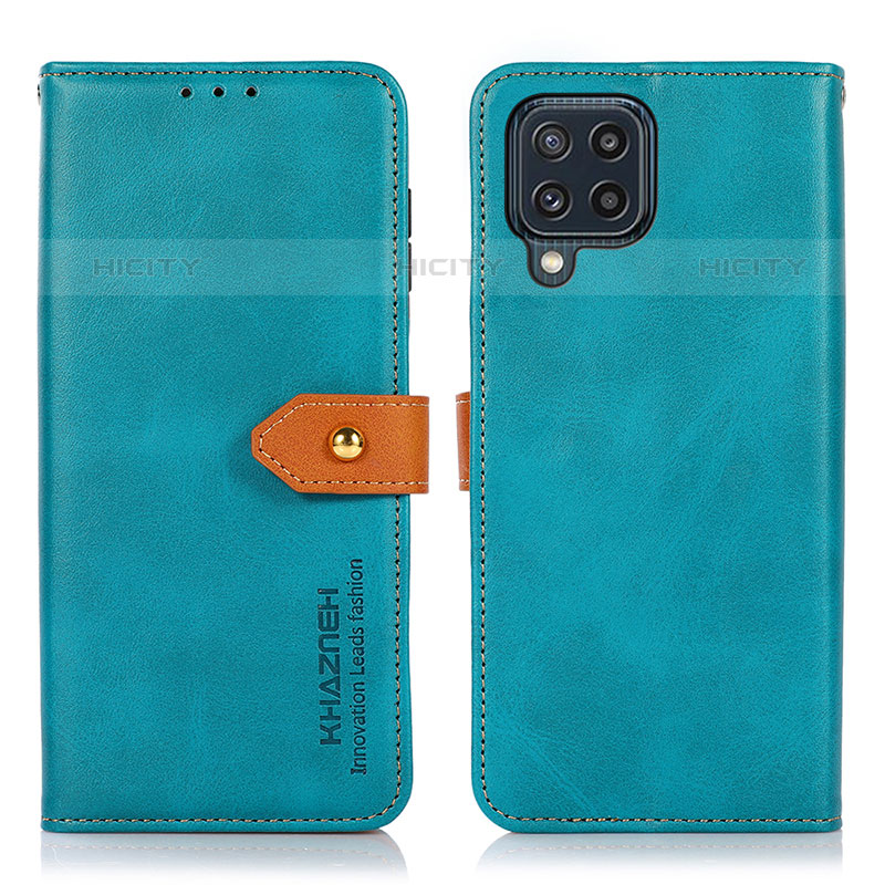 Handytasche Stand Schutzhülle Flip Leder Hülle N07P für Samsung Galaxy M32 4G Cyan