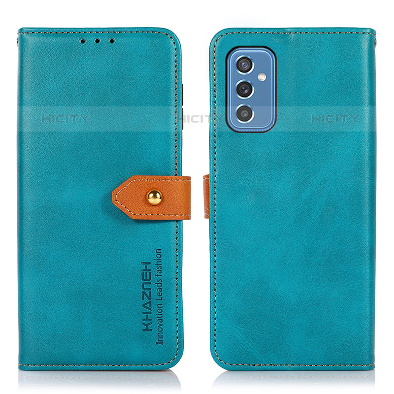 Handytasche Stand Schutzhülle Flip Leder Hülle N07P für Samsung Galaxy M52 5G Cyan