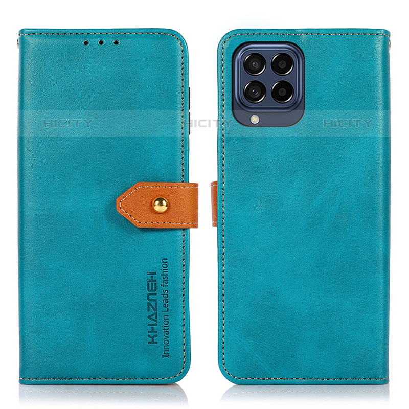 Handytasche Stand Schutzhülle Flip Leder Hülle N07P für Samsung Galaxy M53 5G Cyan