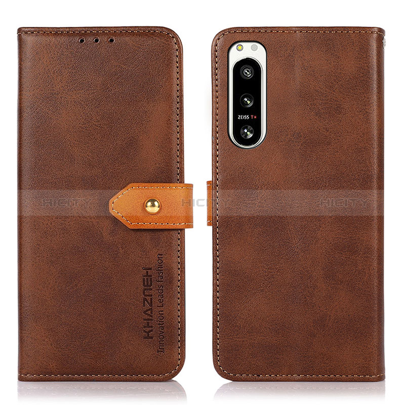 Handytasche Stand Schutzhülle Flip Leder Hülle N07P für Sony Xperia 5 IV Braun