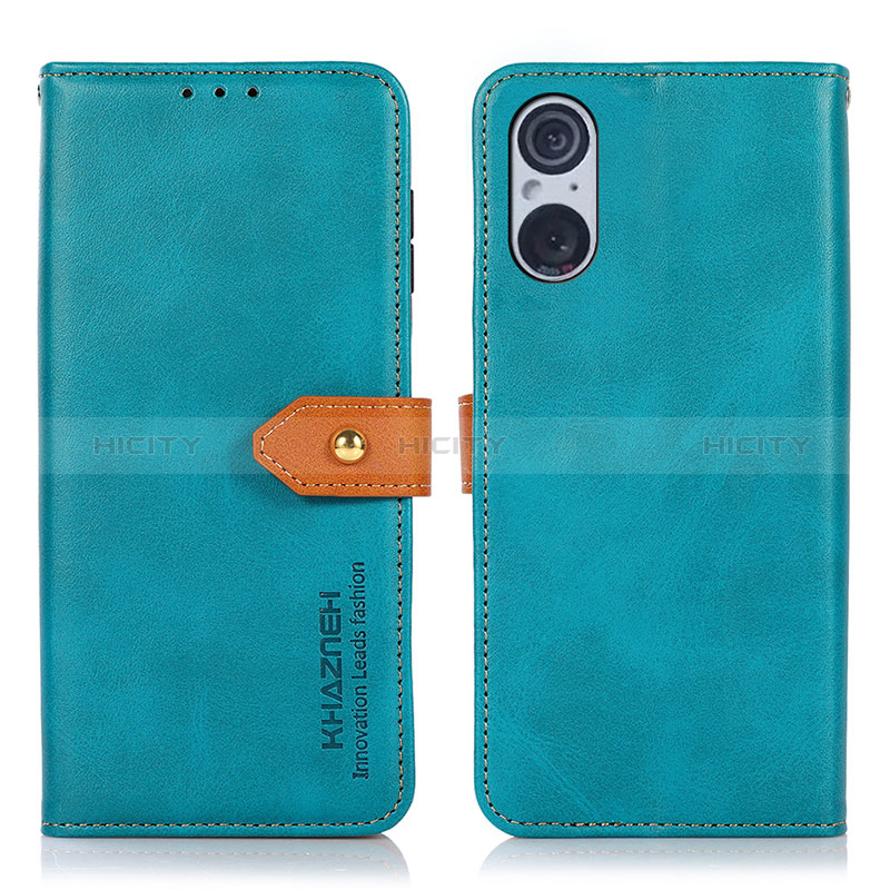 Handytasche Stand Schutzhülle Flip Leder Hülle N07P für Sony Xperia 5 V Cyan