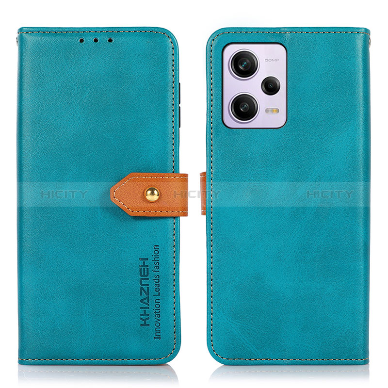 Handytasche Stand Schutzhülle Flip Leder Hülle N07P für Xiaomi Redmi Note 12 Pro 5G Cyan