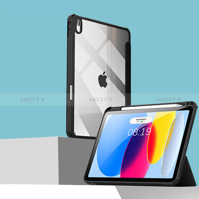 Handytasche Stand Schutzhülle Flip Leder Hülle P01 für Apple iPad 10.9 (2022) Schwarz