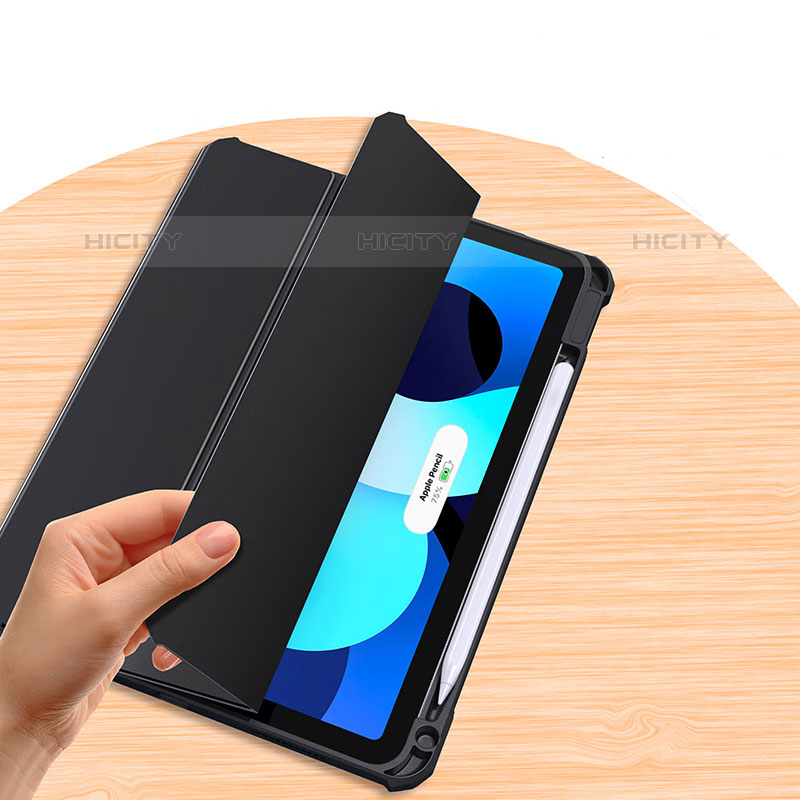 Handytasche Stand Schutzhülle Flip Leder Hülle P01 für Apple iPad Air 4 10.9 (2020) Schwarz