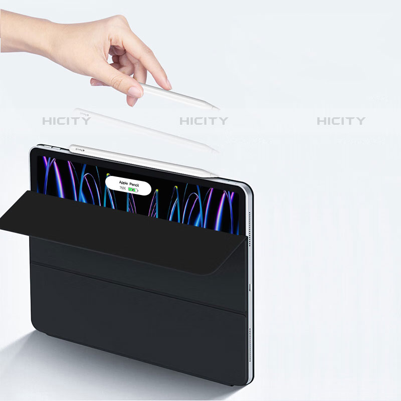 Handytasche Stand Schutzhülle Flip Leder Hülle P04 für Apple iPad Pro 11 (2021) Schwarz groß