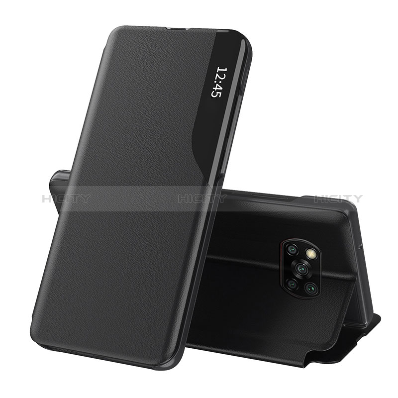 Handytasche Stand Schutzhülle Flip Leder Hülle Q01H für Xiaomi Poco X3 Pro Schwarz