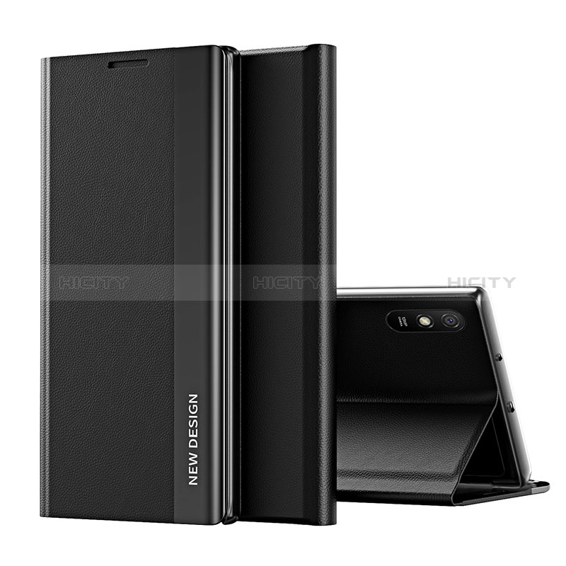 Handytasche Stand Schutzhülle Flip Leder Hülle Q01H für Xiaomi Redmi 9A Schwarz