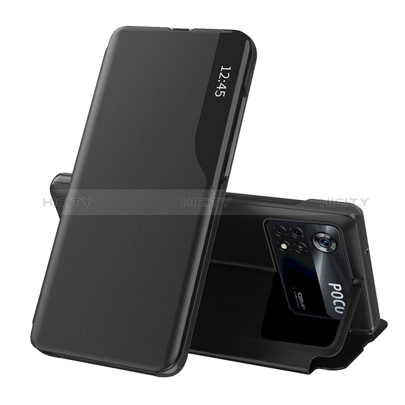 Handytasche Stand Schutzhülle Flip Leder Hülle Q02H für Xiaomi Poco X4 Pro 5G Schwarz