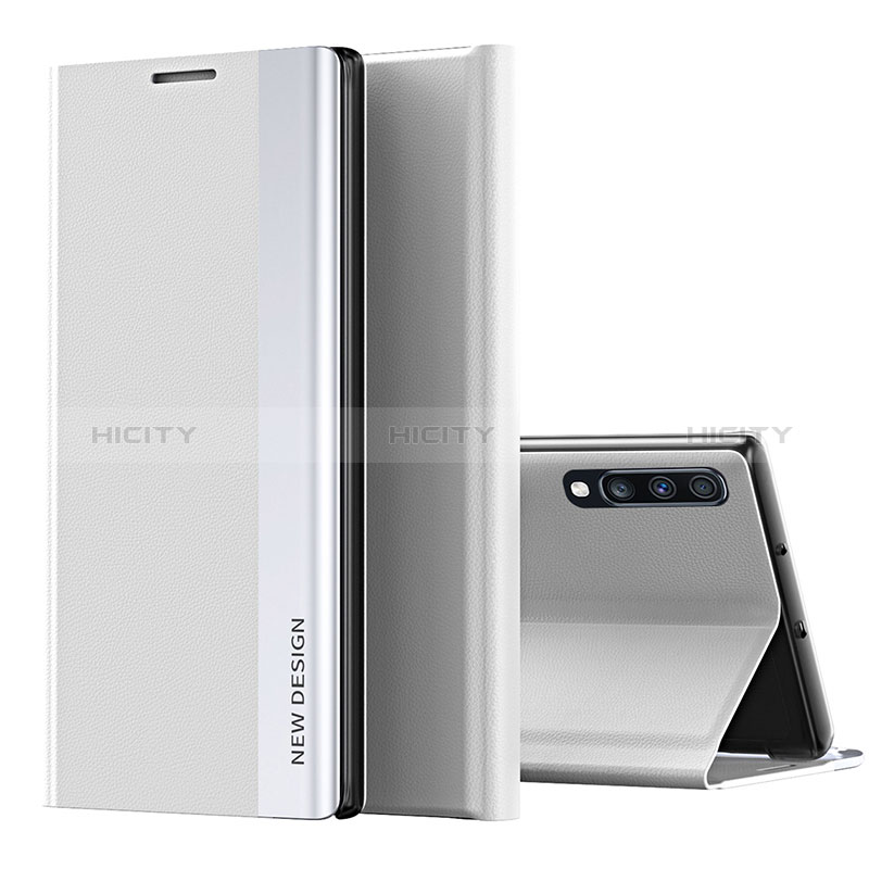 Handytasche Stand Schutzhülle Flip Leder Hülle QH1 für Samsung Galaxy A70 Silber