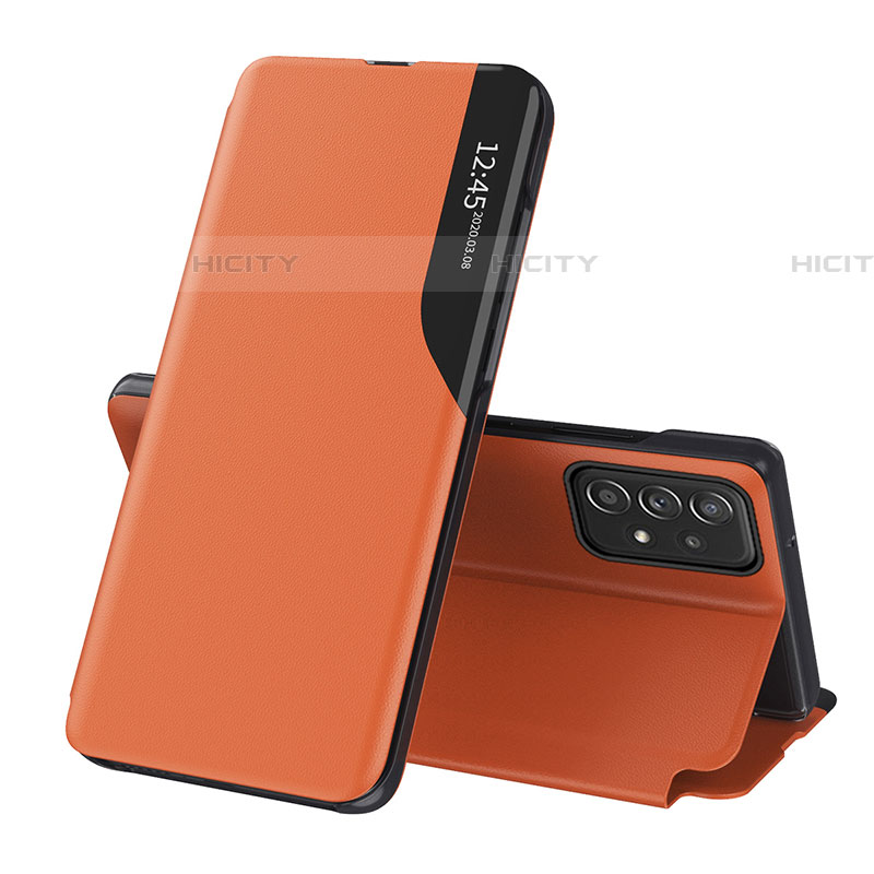 Handytasche Stand Schutzhülle Flip Leder Hülle QH1 für Samsung Galaxy A73 5G Orange