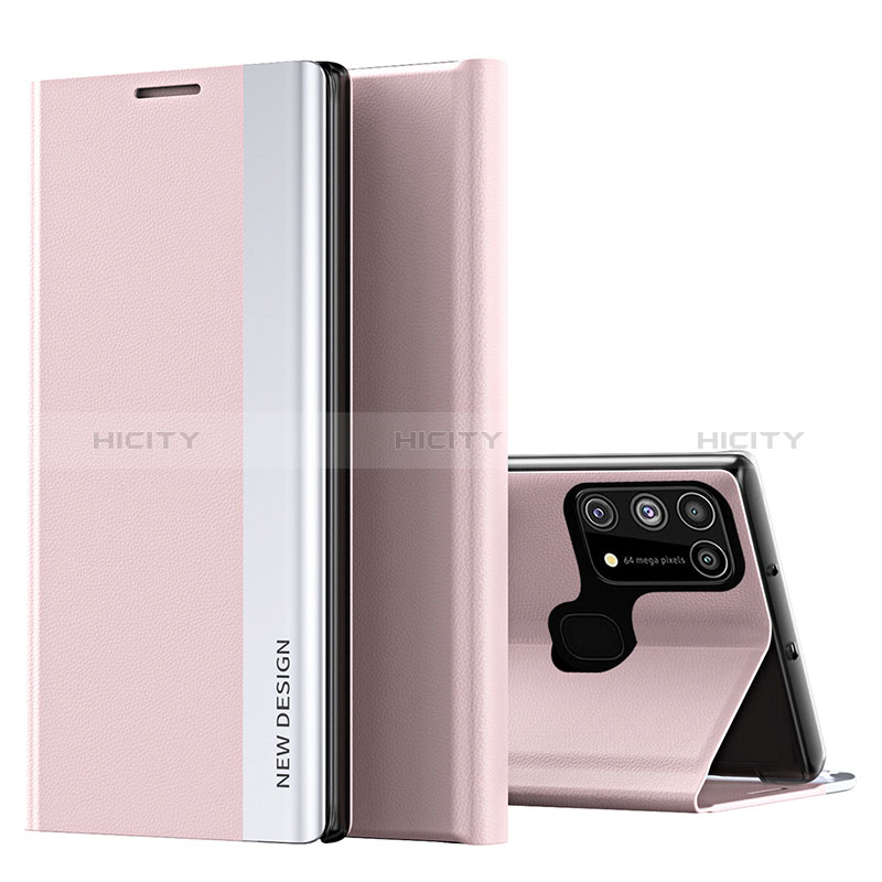 Handytasche Stand Schutzhülle Flip Leder Hülle QH1 für Samsung Galaxy M21s Rosegold Plus