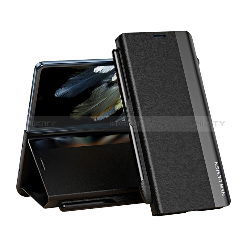 Handytasche Stand Schutzhülle Flip Leder Hülle QH2 für Oppo Find N3 5G Schwarz