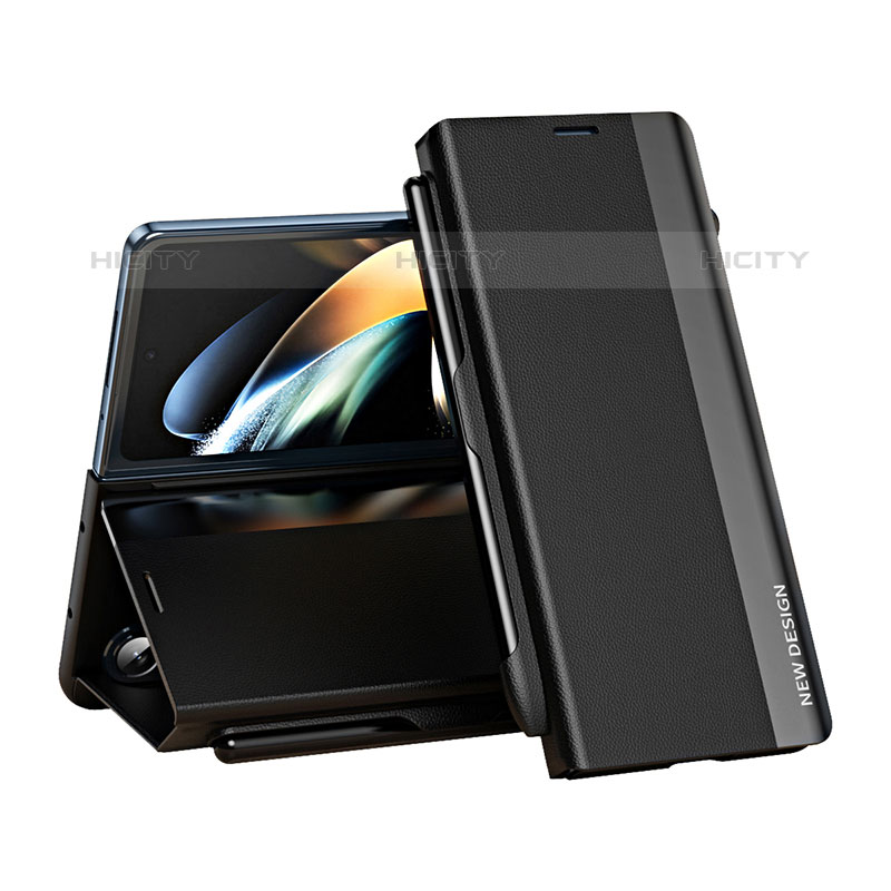 Handytasche Stand Schutzhülle Flip Leder Hülle QH2 für Samsung Galaxy Z Fold5 5G Schwarz