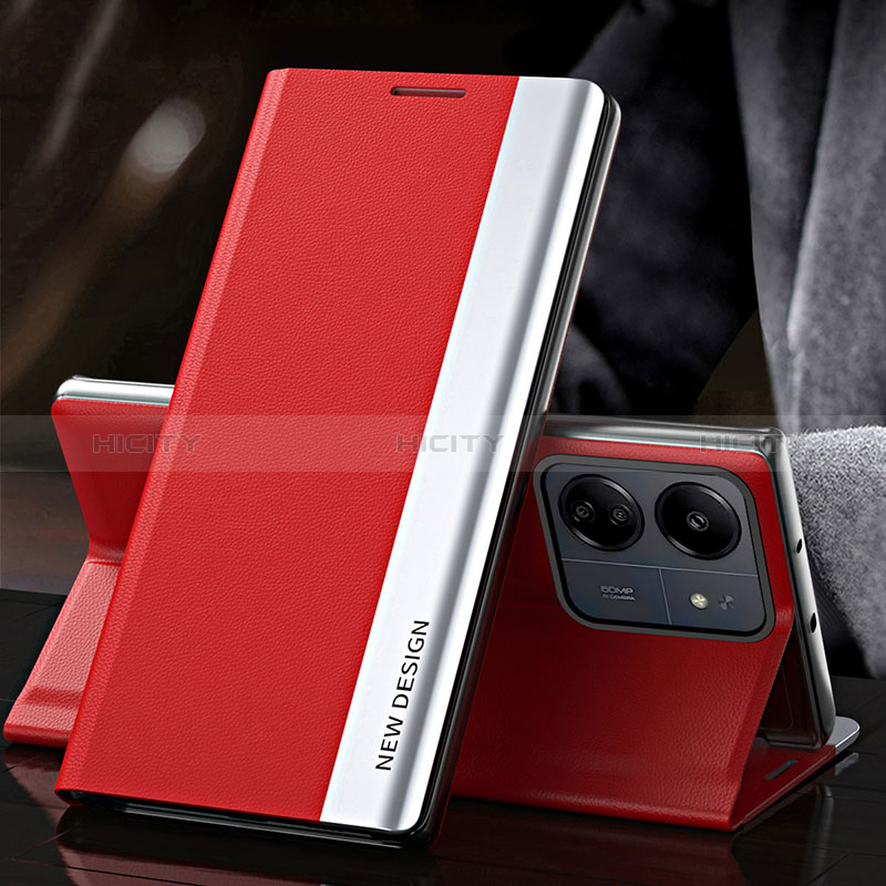 Handytasche Stand Schutzhülle Flip Leder Hülle QH2 für Xiaomi Redmi 13C Rot Plus