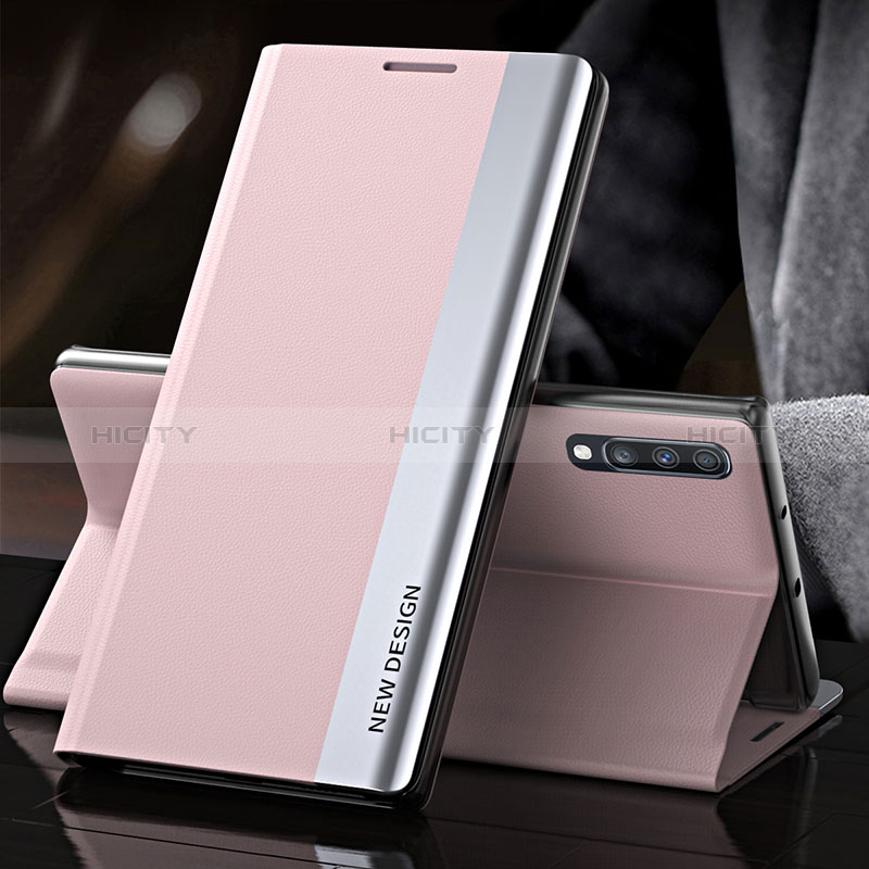 Handytasche Stand Schutzhülle Flip Leder Hülle QH3 für Samsung Galaxy A70 Rosegold