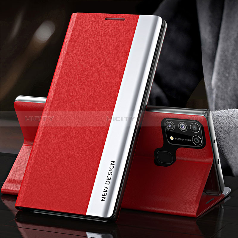 Handytasche Stand Schutzhülle Flip Leder Hülle QH3 für Samsung Galaxy M31 Rot Plus