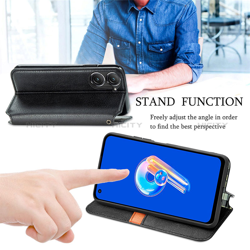 Handytasche Stand Schutzhülle Flip Leder Hülle S01D für Asus Zenfone 9 groß