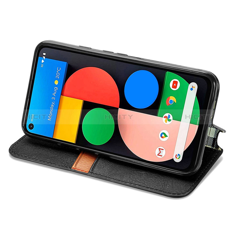 Handytasche Stand Schutzhülle Flip Leder Hülle S01D für Google Pixel 5 groß