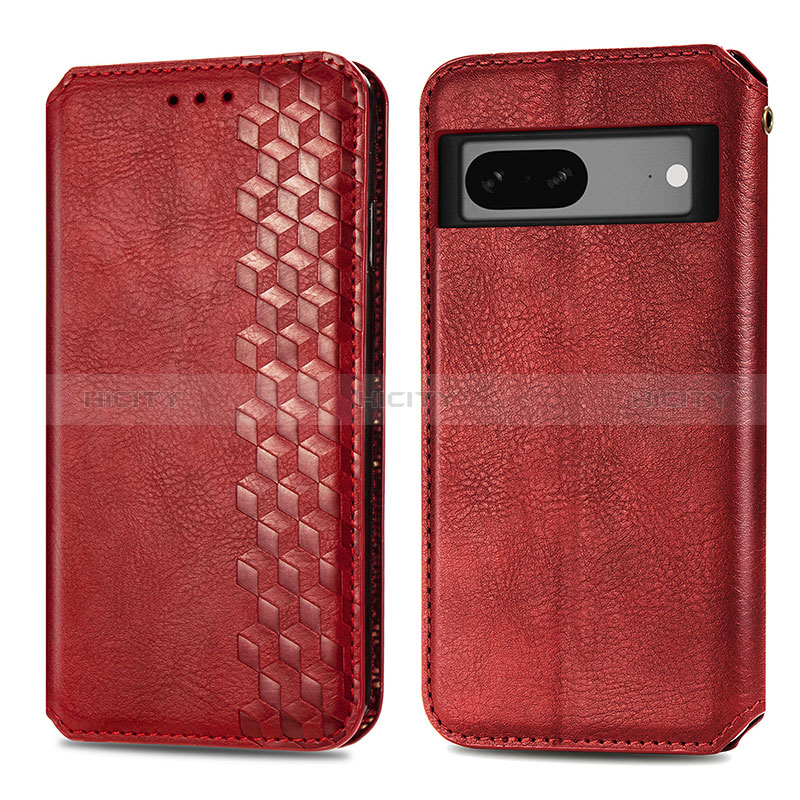 Handytasche Stand Schutzhülle Flip Leder Hülle S01D für Google Pixel 7 5G Rot