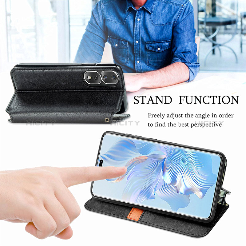 Handytasche Stand Schutzhülle Flip Leder Hülle S01D für Huawei Honor 80 Pro Flat 5G groß