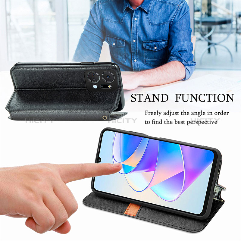 Handytasche Stand Schutzhülle Flip Leder Hülle S01D für Huawei Honor X7a groß